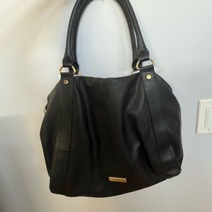 Steve Madden black leather bag, gold accents